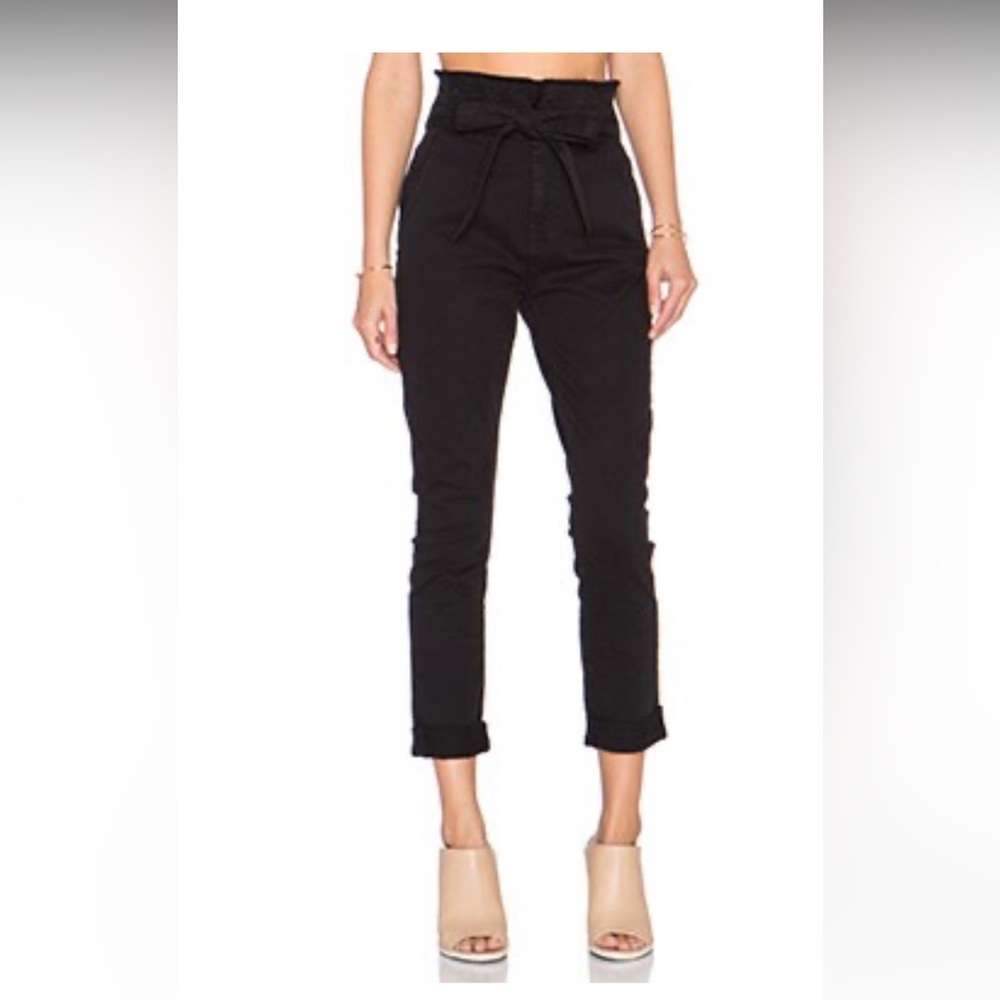 7 For All Mankind Paperbag Ankle Skinny Jeans in black